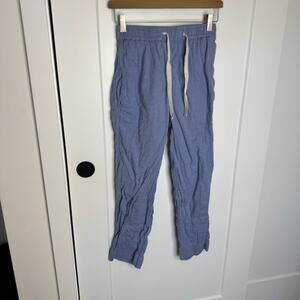 TOAST 100% Cotton Purple Blue Drawstring Ankle Crop Lagenlook Minimalist Pant